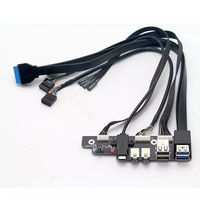 Interruptor de Encendido para Panel Frontal de Carcasa de Computadora con Doble USB, Audio HD, Micrófono, Altavoz, Botón de Encendido/Apagado, LED, Tipo C y Cable