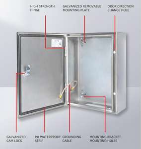Boîtier électrique en acier étanche IP66, armoire de télécommunications extérieure, serrure murale, boîte de distribution avec revêtement en poudre - Product Image 6