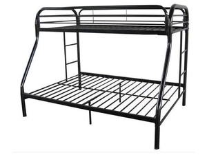 Space-Saving Furniture Twin-Over-Full <strong>Futon</strong> <strong>Bunk</strong> <strong>Bed</strong> With Metal Frame and Ladder, Black - Product Image 2