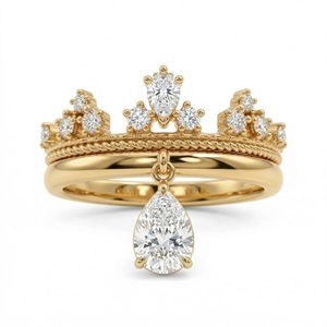 Bague Fenny plaquée or 18 carats haut de gamme, anti-ternissement, design français, émail crème, tendance, en forme de D, pour femme - Product Image 1