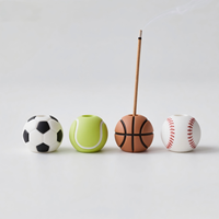 Porte-encens créatif en forme de ballon de sport, encensoir en résine (football, basketball, tennis, baseball), décoration de bureau, 1,5x1,5x1,5 pouces