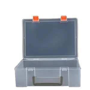 Contenedor de plástico plegable de mango duro, herramienta transparente vacía, caja de almacenamiento de juguetes de bloques de construcción, Material Pp