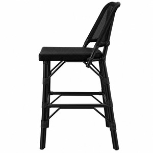 Tabouret de bar noir sans accoudoirs avec dossier en maille, chaise haute contemporaine en osier et métal, livraison DDP aux États-Unis - Product Image 5