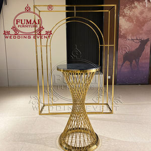 โครงเหล็กสแตนเลสสีทอง ตกแต่งเวทีงานแต่งงานสุดหรูทันสมัย ฉากหลังงานวันเกิด สินค้ามาใหม่ - Product Image 5
