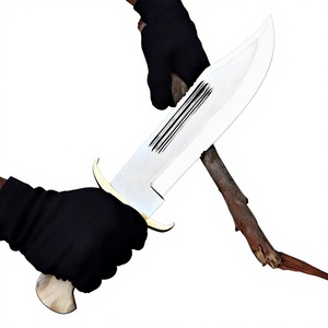 Couteaux Bowie en acier Damas faits à la main, manche en bois, étui en cuir fin, outils multifonctionnels de camping en plein air, vente en gros, OEM, DIY - Product Image 3
