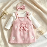 Ensemble robe à volants à manches longues et bandeau pour bébés filles, imprimé floral, automne-hiver