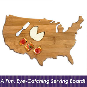 <span class=keywords><strong>Planche</strong></span> de service et <span class=keywords><strong>planche</strong></span> à découper en bambou en bois en forme de carte américaine écologique - Product Image 3