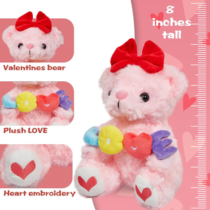 Testa personalizzata attaccata rosso farfallino piedi ricamati <span class=keywords><strong>cuore</strong></span> rosso orso di San Valentino con peluche amore regalo romantico piccolo orsacchiotto <span class=keywords><strong>rosa</strong></span> - Product Image 2