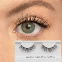 Faux cils en cheveux synthétiques noirs de 0,07 mm, bande complète, bande transparente invisible, faits à la main, doux, naturels, réutilisables, sans cruauté, bande 3D