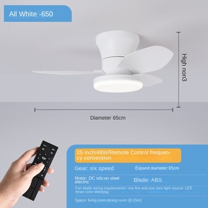 Ventilateur de plafond LED moderne à montage encastré avec pales en bois massif et corps de lampe en ABS, moteur AC pour salon et chambre à coucher - Product Image 3