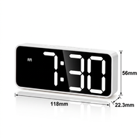 Jam Alarm Cermin LED Baru 118mm Layar Digital Fungsi Snooze Kamar Tidur Kantor Meja USB Isi Ulang Jam Meja