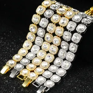 Hip Hop Jewelry Set Iced Out Full Diamond Jumbo Square Cube Suger Sparkling Tennis Link Chains Necklace Bracelet For Women Men