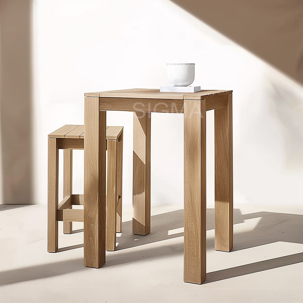 2024 Wholesale Factory Supply Garden Dining Room Wooden Modern Shape Solid Teak Dinner Table