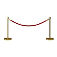 Barrière de contrôle de foule en acier inoxydable avec poteau doré et corde rouge pour exposition muséale
