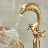 Robinet de lavabo créatif à un seul trou, en laiton poli, avec poignée double, pour eau chaude et froide, pour salle de bain et toilettes