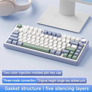 F75 Custom Computer 75% Mechanical Keyboard Keycaps Mini Portable Blue Switch Gaming Three Mode USB-C LED Ergonomic Customized R - Product Image 3