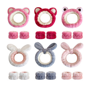3 Pcs Femmes Filles Dessin Animé Oreille de Lapin Thème Animal Spa <span class=keywords><strong>Bandeau</strong></span> <span class=keywords><strong>et</strong></span> Bracelet Set - Product Image 3