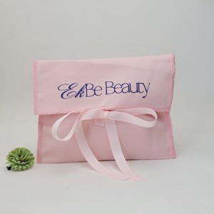 Pochette à rabat personnalisée écologique pour vêtements, sac enveloppe en coton recyclable avec option logo nœud rose - Product Image 6