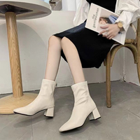 Haute qualité femmes hiver en cuir bottes à talons hauts luxe designer chaussures de mariage femmes bottes Vent pointu mode décontracté