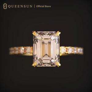 QUEENSUN5 Verlobungs-, Hochzeits- oder Jubiläums-Geschenkring aus 18-karätigem Gelbgold mit IGI-zertifiziertem, im Labor gezüchtetem Diamanten im klassischen Smaragdschliff für Partys - Product Image 3