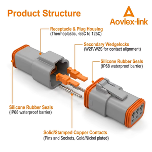 맞춤형 DT06-4S DT06-4P DT04-2P 22~14AWG DT 시리즈 2 3 4 5 6 8 12 핀 방수 데우치 DT 커넥터 케이블 - Product Image 4