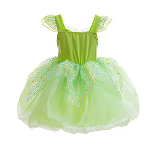 Costume de princesse d'Halloween pour filles, couronne, baguette magique, robe de <span class=keywords><strong>fée</strong></span> verte pour fête de filles, costume d'elfe Tinker Bell - Product Image 4