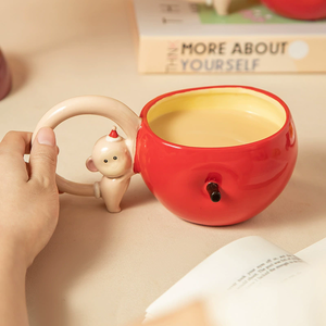 Mug en céramique personnalisé en forme de pomme 3D créatif, mignon et esthétique - Product Image 5