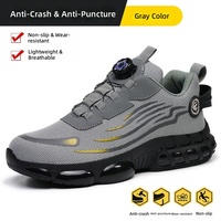 Chaussures de sécurité grises en maille nid d'abeille avec embout composite, anti-choc, anti-perforation, coussin d'air, antidérapantes, légères, type baskets