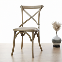 Chaise de salle à manger E-40 en bois massif avec dossier croisé, design moderne et antique, assise tressée, pour hôtel, restaurant, café