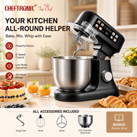 Batteur sur socle électrique Cheftronic 6,0 L avec boîtier ABS, écran tactile coloré, balance intégrée, fonction de fermentation, pour la cuisine et la préparation des pâtes