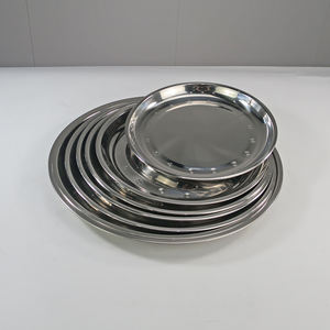 マルチサイズラウンドステンレス鋼サービングプレートトレイビュッフェホームサービングステンレス鋼フードフルーツディナープレート - Product Image 6