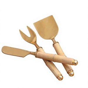 Ensemble de 6 couteaux à fromage, lames en acier inoxydable, manches en bois, fourchette à fromage, couteau à fromage, spatule pour plateau de charcuterie - Product Image 4