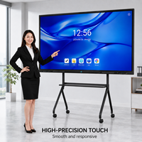 Écran tactile interactif 65 75 86 pouces, double système multimédia, panneau LCD, caméra intégrée, OPS, support mobile, pour écoles, réunions, OEM, usine
