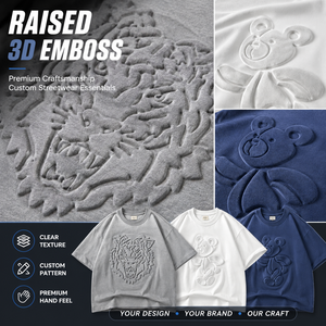 T-Shirt in Cotone di Alta Qualità con Stampa 3D in Rilievo, Oversize, Collo Tondo, Personalizzabile con Logo per Uomo - Product Image 2