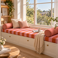 Ensemble de coussins de siège de fenêtre intérieurs doux, rayés orange et rose, avec housse amovible, pour appartement, véranda et maison d'hôtes