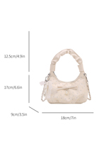 Sac à main Jacquard à strass avec nœud, poignée froncée et chaîne tressée, sac bandoulière pour femme, style Ballet Core
