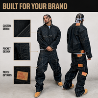 Ensembles de jeans en denim brodés surdimensionnés personnalisés pour hommes, style streetwear, en denim épais