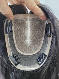 Perruque toupet en cheveux humains à clipser, longue et droite, 14 pouces, légère, aspect naturel, WIGTS, livraison rapide, peignes intérieurs - Product Image 3