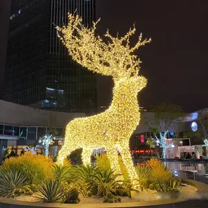 商场购物广场圣诞装饰品户外大型3D发光二极管圣诞鹿灯展示