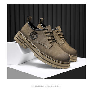 Nouvelles bottes Chukka style moderne, modèle homme, collection printemps-automne. Bottes mi-mollet en cuir véritable rétro britanniques, bottes de travail à tige haute. - Product Image 3