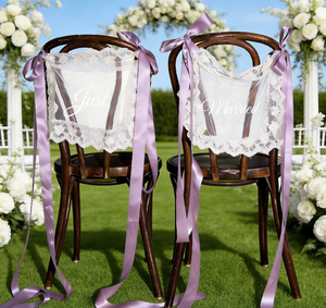 Segnaposto Eleganti in Pizzo Trasparente Multicolore per Sedia da Matrimonio 12x16 pollici - Decorazione Tavolo Sposi Mr & Mrs - Product Image 2