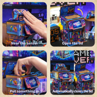 Kit de puzzle 3D en bois écologique For Cyber Game City avec fonction lumineuse pour rangement de bureau et usage éducatif