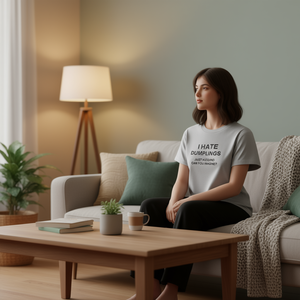 T-shirt sardonica divertente con stampa “I Hate Dumplings” unisex per adulti taglia media - Product Image 1