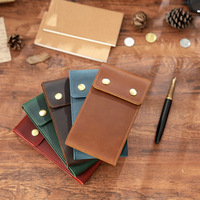 Petit carnet de notes Crazy Horse NAG43 Shuangluo, multifonctionnel, en cuir véritable, papier kraft, 50 feuilles, 3,5x15,5 cm, non relié, cadeau