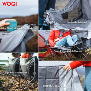 Silla Plegable Portátil Woqi para 2 Personas, de Aleación de Aluminio, Color Gris, para Jardín, con Portavasos y Almacenamiento - Product Image 5