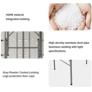 Plastic ronde opvouwbare tafel- en stoelenset - modern lichtgewicht ontwerp voor buitenbijeenkomsten, draagbaar - Product Image 6