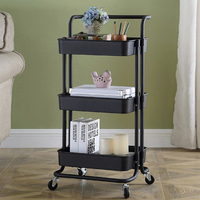 Chariot de rangement roulant 3 niveaux en acier au carbone et ABS, avec étagère à épices, idéal pour cuisine, salle de bain et bureau – Vente chaude