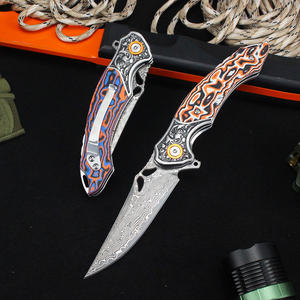 Coltello Pieghevole GT-DM024 in Acciaio Damasco Personalizzabile con Manico in Fibra e Acciaio per Attività all'Aperto Tunafire - Product Image 3