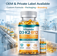 Gélules de Vitamine D3K2 OEM pour la Santé des Os et du Cœur, Formule Personnalisée, Capsule de Vitamine