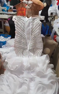 Vestido de Novia Africano 2026, Vestido de Sirena de Organza con Cuentas de Cristal y Volantes en Cascada para <span class=keywords><strong>Ceremonia</strong></span> Aso Ebi - Product Image 6